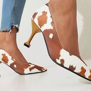 Stylish Brown and White Women's Heels